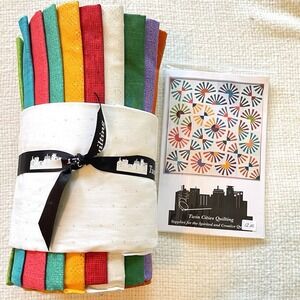 Sew Kind Of Wonderful Quilt Set 70 & Sunny Rays Pattern Kit Fabric 76x76 Curve